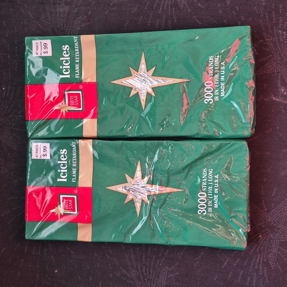 Set of 2 vintage brite star icicles made in usa new